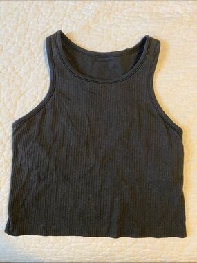 Lululemon Ebb to Street Cropped Racerback Black Tank Top